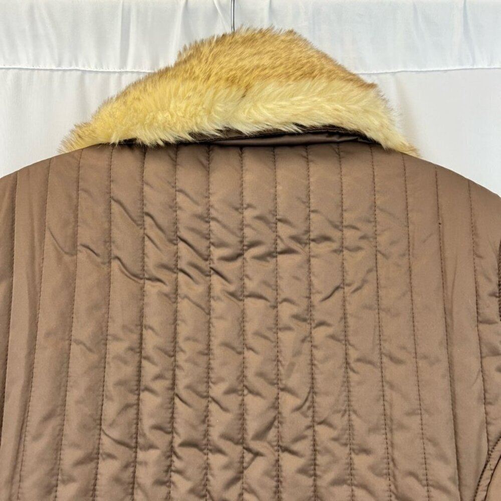 Sun Mountain Puffer Vest Multicolor Snap Faux Fur Trim Collar Pockets Medium - Picture 3 of 10
